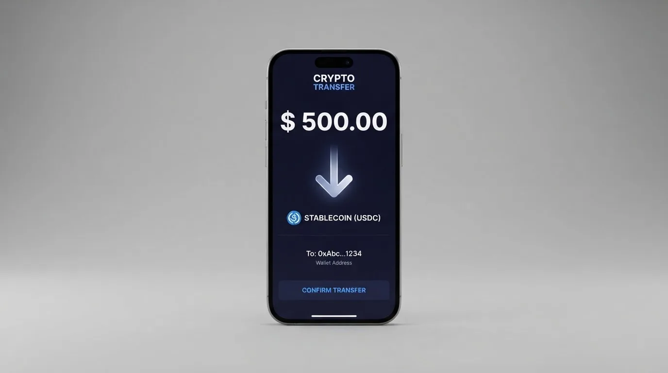 Телефон с экраном перевода стейблкоина