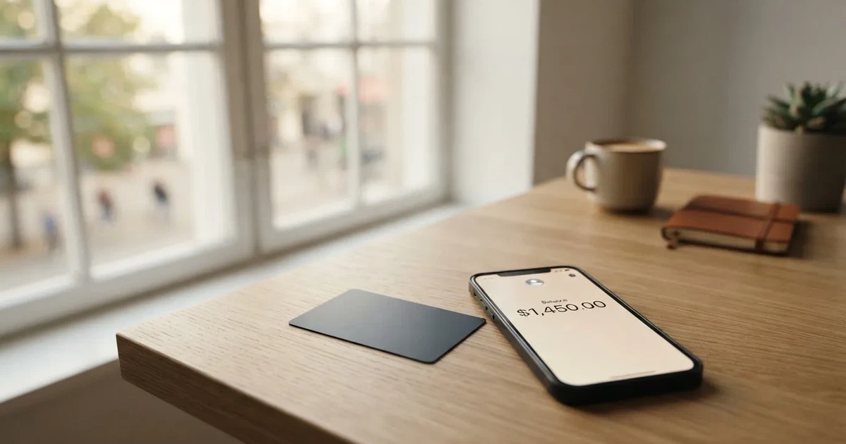 Платёжная карта рядом с телефоном, на экране криптокошелёк