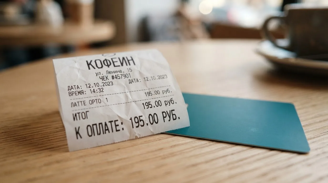 Чек и карта на столике в кафе