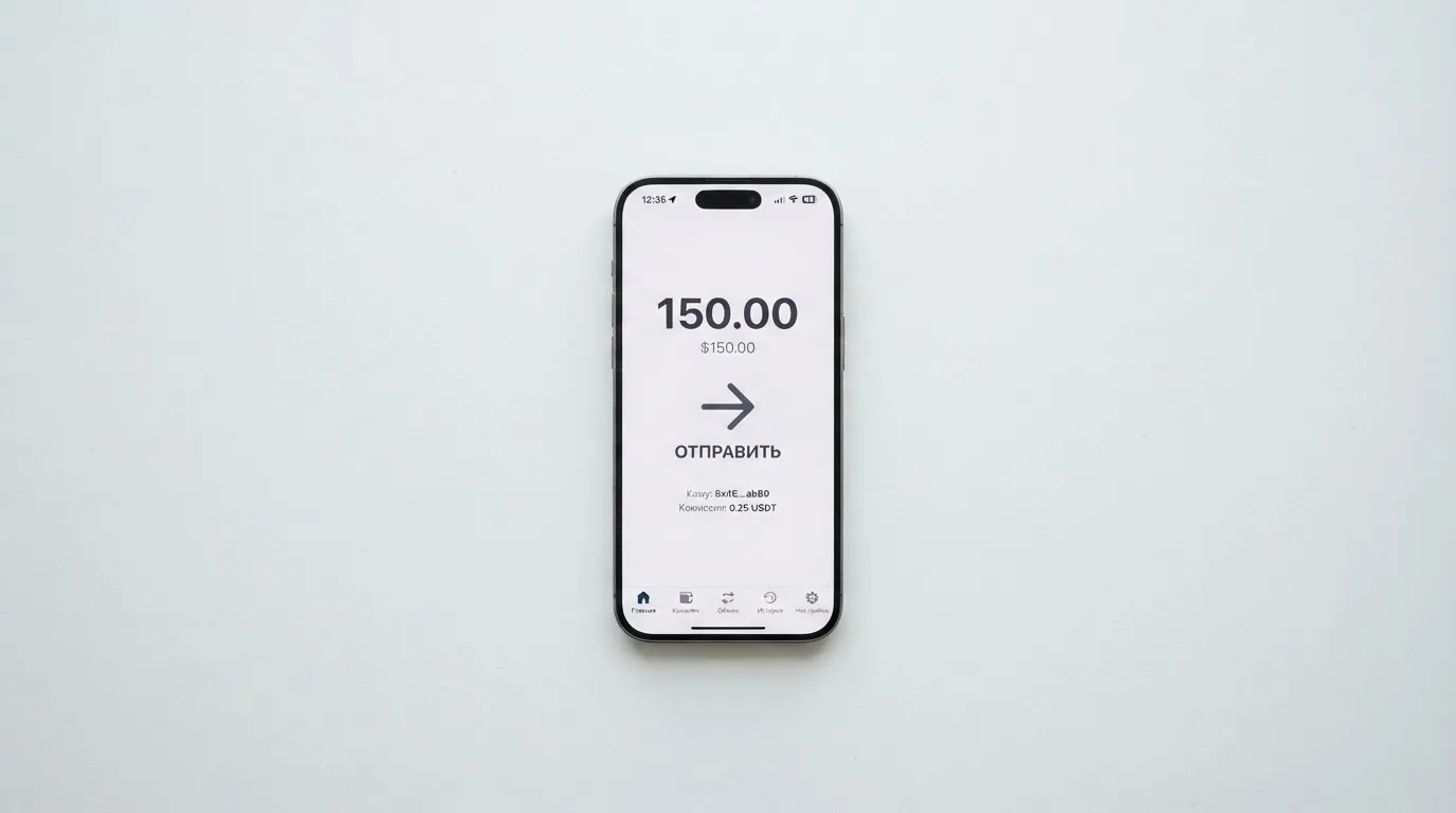 Телефон с экраном перевода стейблкоина