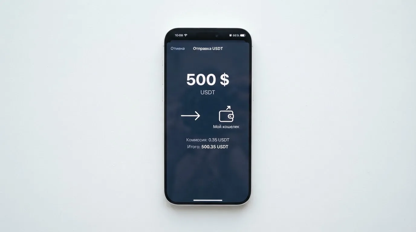 Телефон с экраном перевода стейблкоина