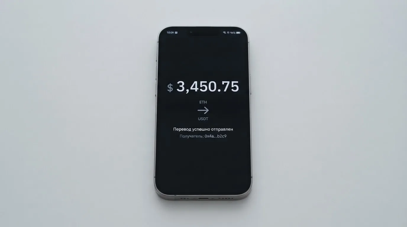 Телефон с экраном перевода стейблкоина