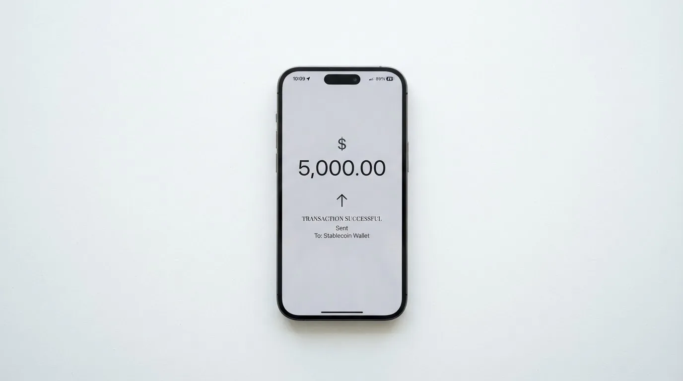 Телефон с экраном перевода стейблкоина